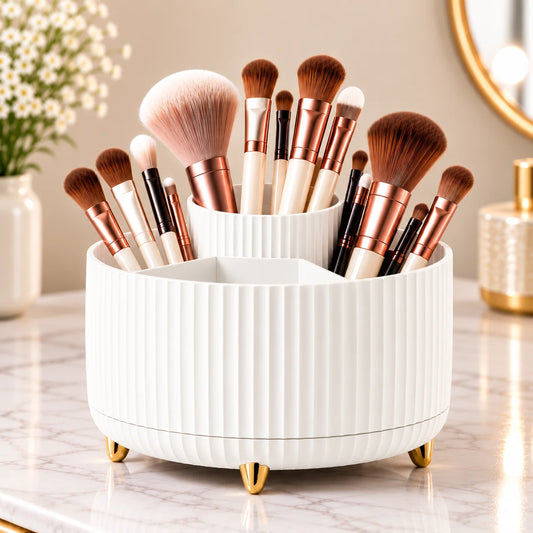 Vellora Beauty™ Elegant 360° Rotating Makeup & Brush Organizer