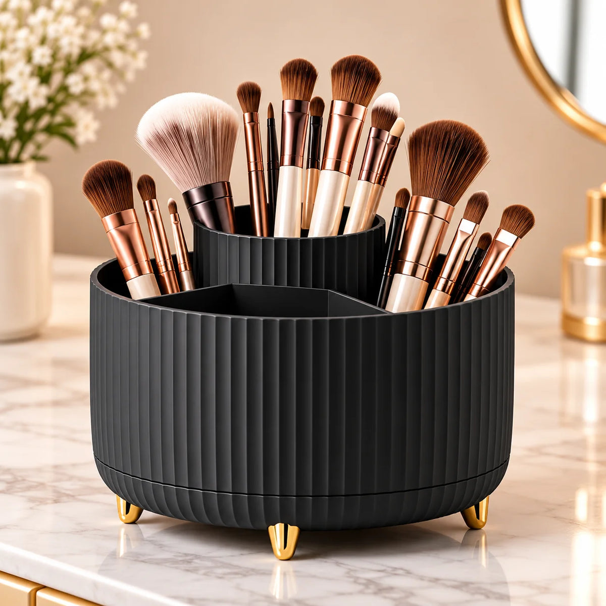 Vellora Beauty™ Elegant 360° Rotating Makeup & Brush Organizer