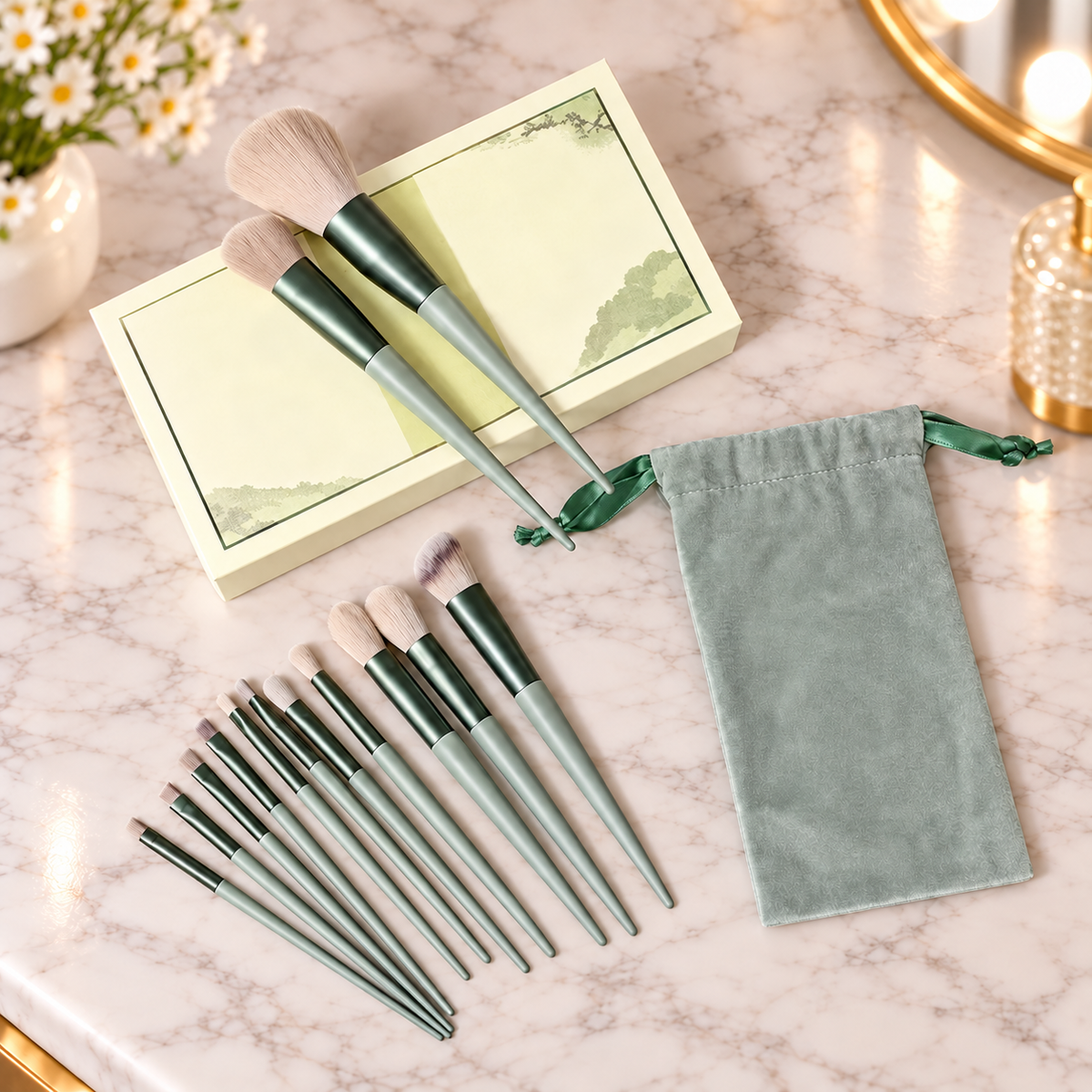 Vellora Beauty™ The Flawless Finish 13-Piece Brush Collection & Pouch